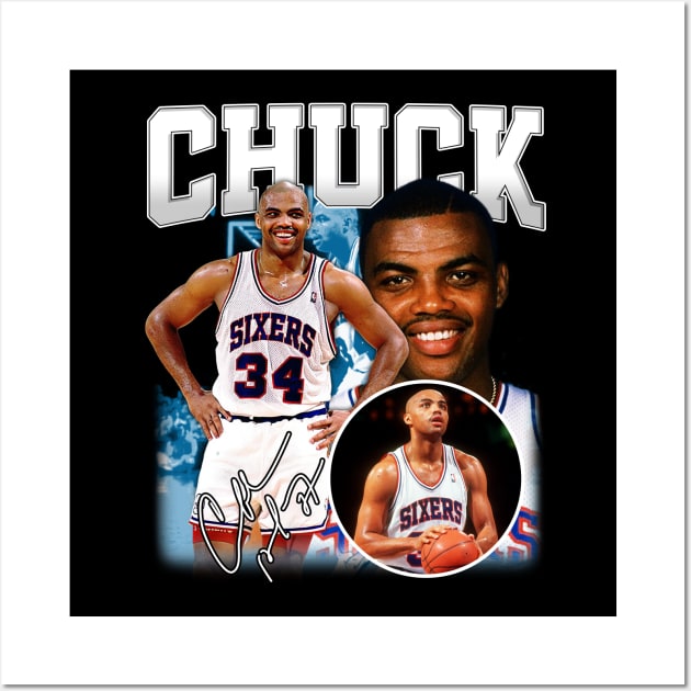 Charles Barkley The Chuck Basketball Legend Signature Vintage Retro 80s 90s Bootleg Rap Style Wall Art by CarDE